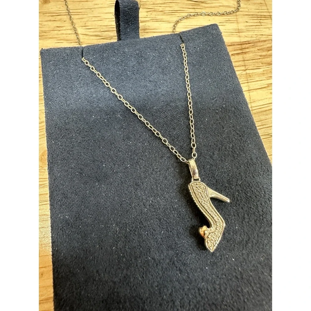 Enchanted Disney Necklace 1/10 Diamond slipper pendant, 10K Rose gold -read